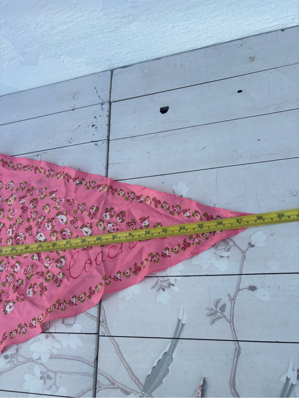 Coach Pink Floral Square Silk Scarf - Picture 3 of 4